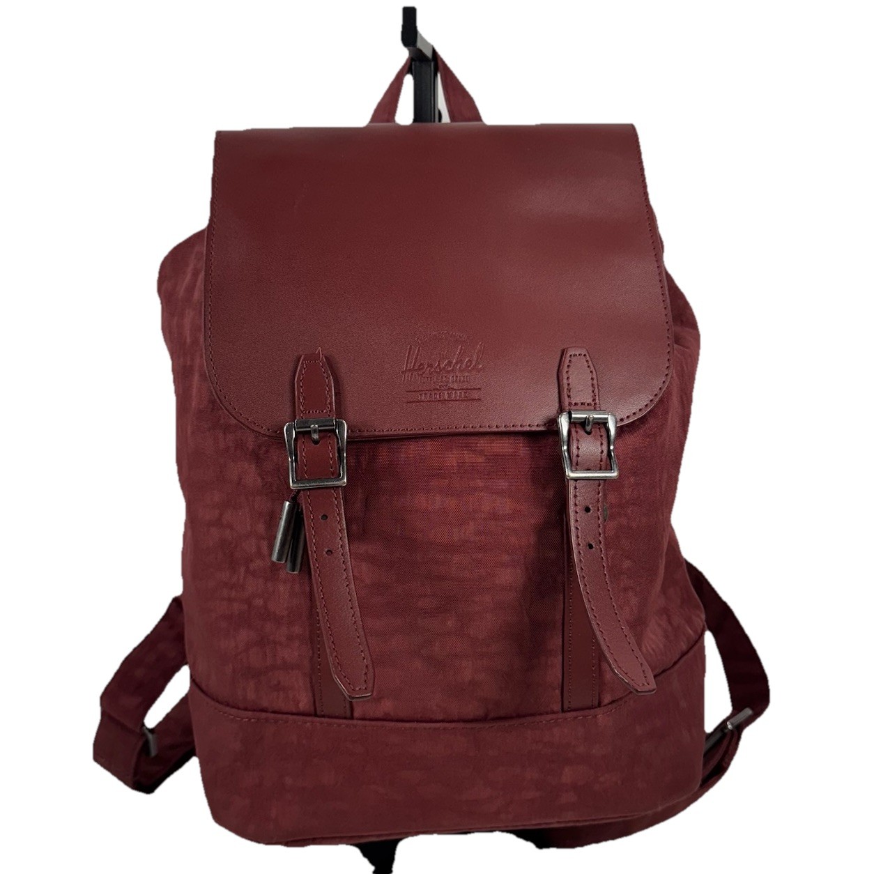 Herschel Orion Retreat Burgundy Small Backpack w/ Leather Flap
