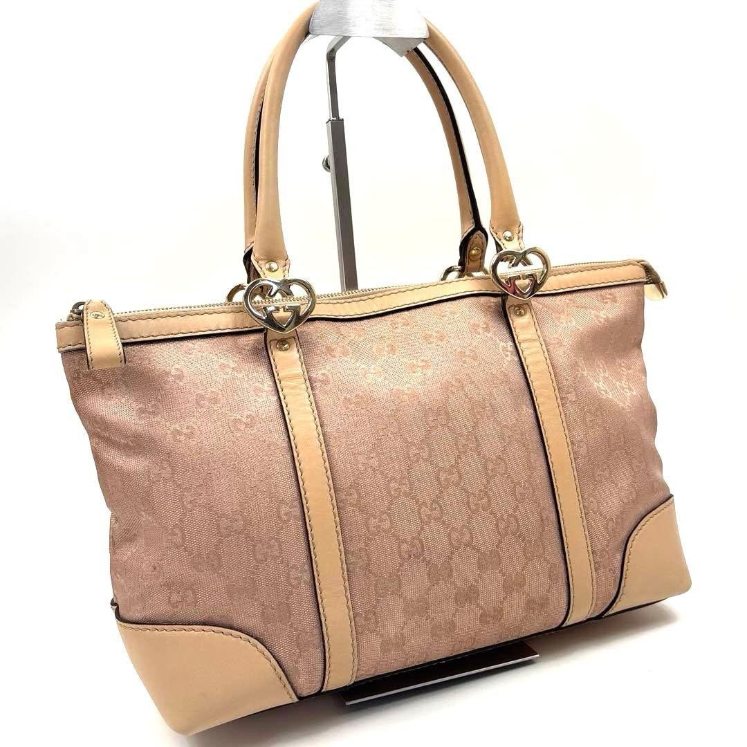 Authentic GUCCI Women’s Canvas Tote Bag Pink 21.5cm x 31-37cm x 12cm, Light Wear