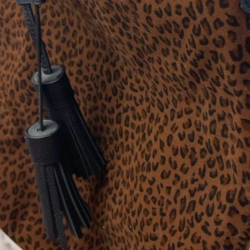 AEO Soft Faux Leather Velour Leopard Spot Adustable Shoulder Strap Purse Handbag