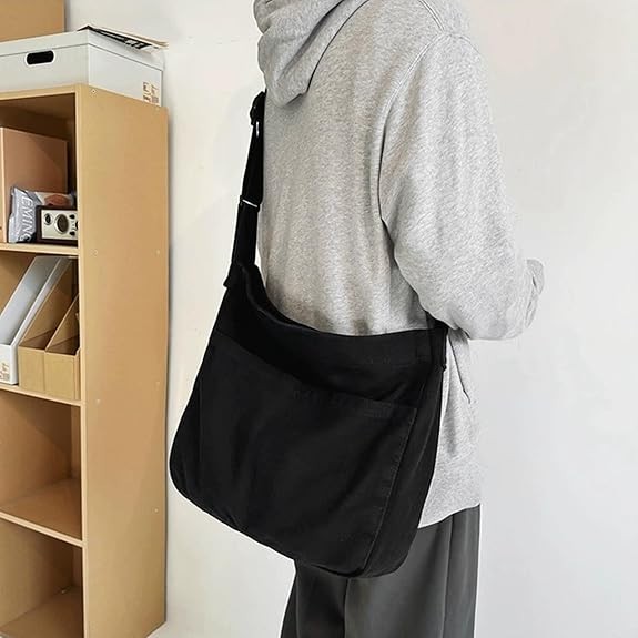 Canvas Hobo Crossbody Shoulder Tote Bag for Women and Men W/Multi-pocket
