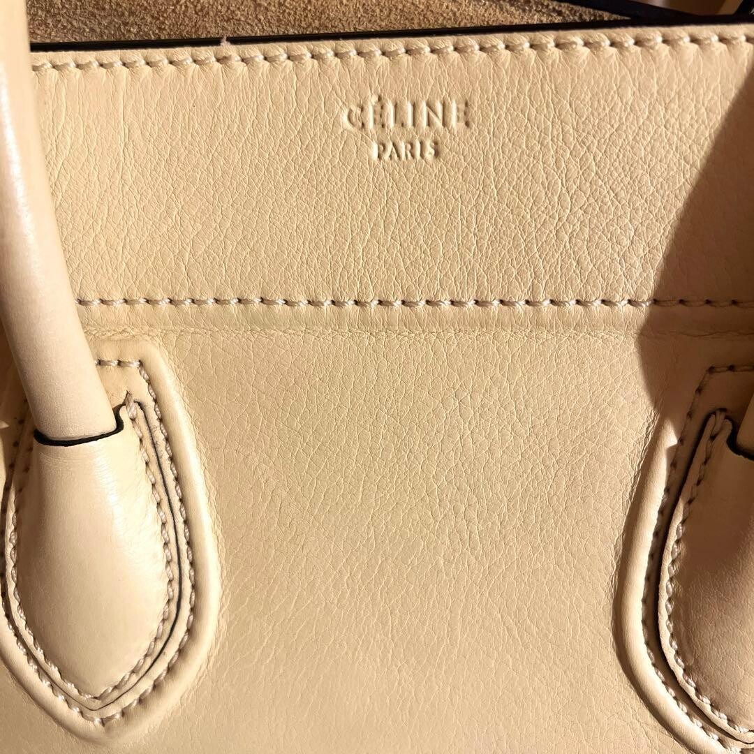 CELINE Tote Leather Luggage Phantom Authentic From Japan