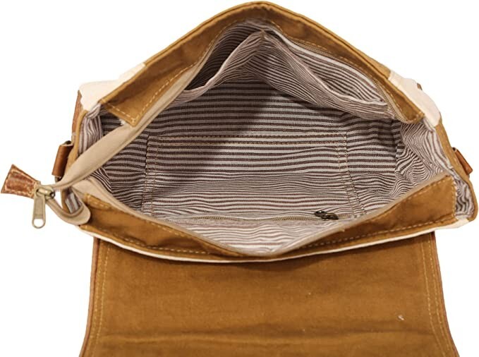 Crossbody bag for women and men leather upcycled canvas shoulder bag tote