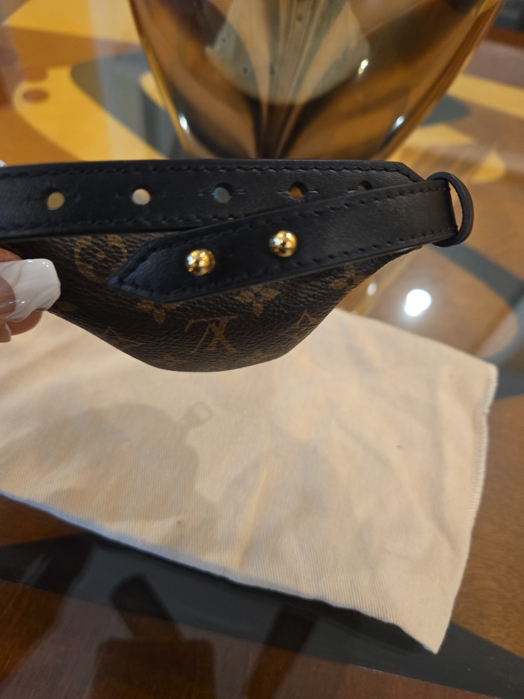 ​LOUIS VUITTON Monogram Party Bumbag Bracelet Wrist Pouch Arm Band M6562A Sz 19