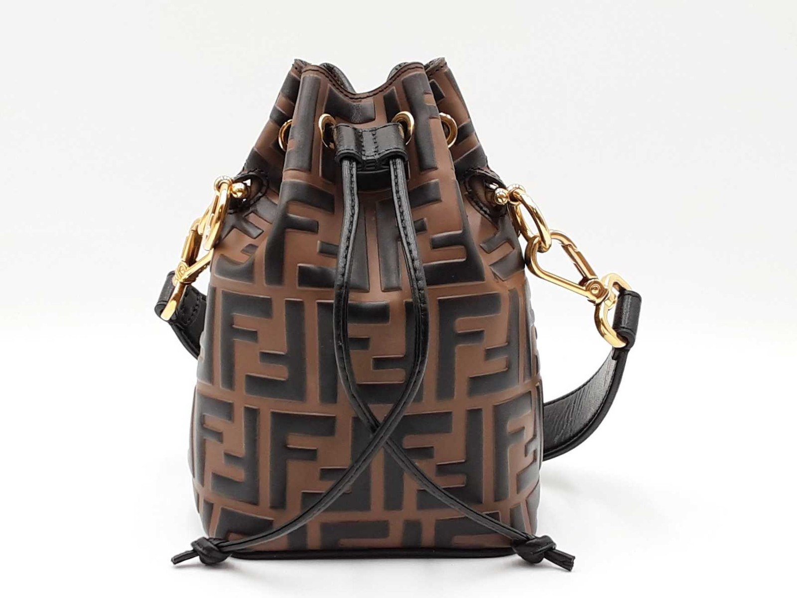 Fendi Mini Mon Tresor Bucket Bag In Zucca Embossed Calfskin Leather Fw0426przdu