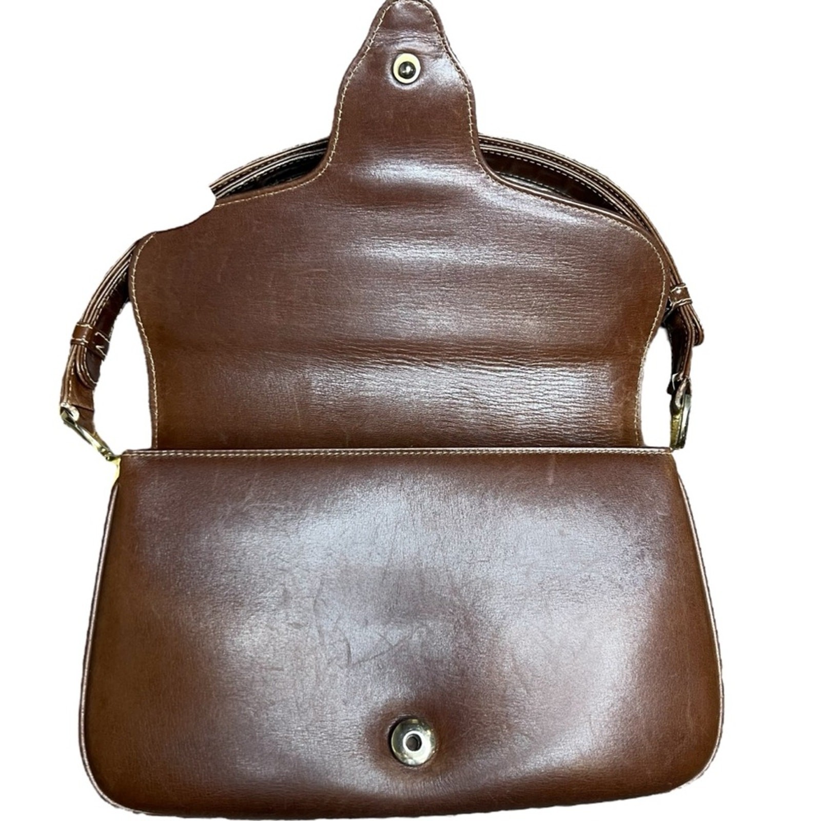 Gucci Horse-Bit Brown Smooth Calfskin Leather Vintage Shoulder Bag