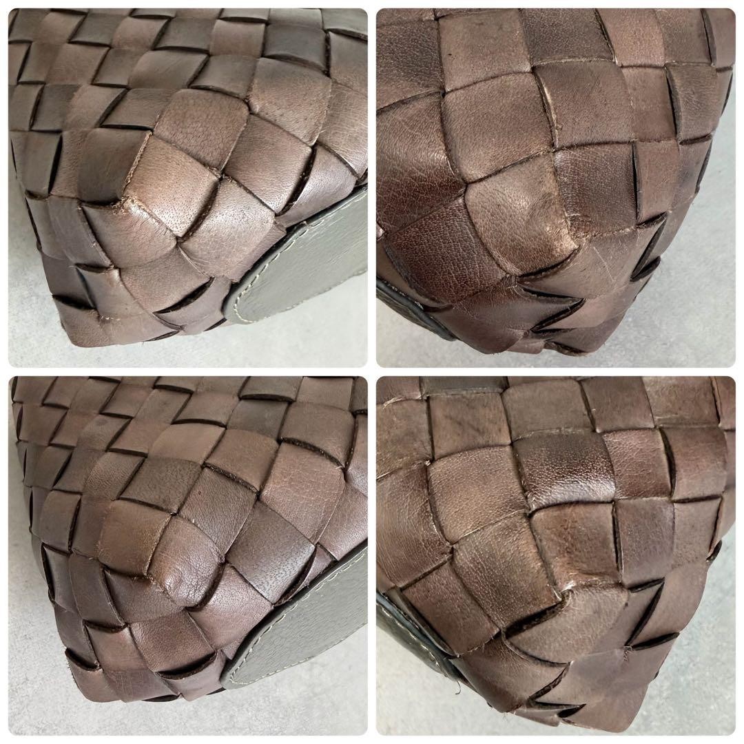 Dragon Diffusion Leather Mesh Totebag Handbag Gray Brown Excellent
