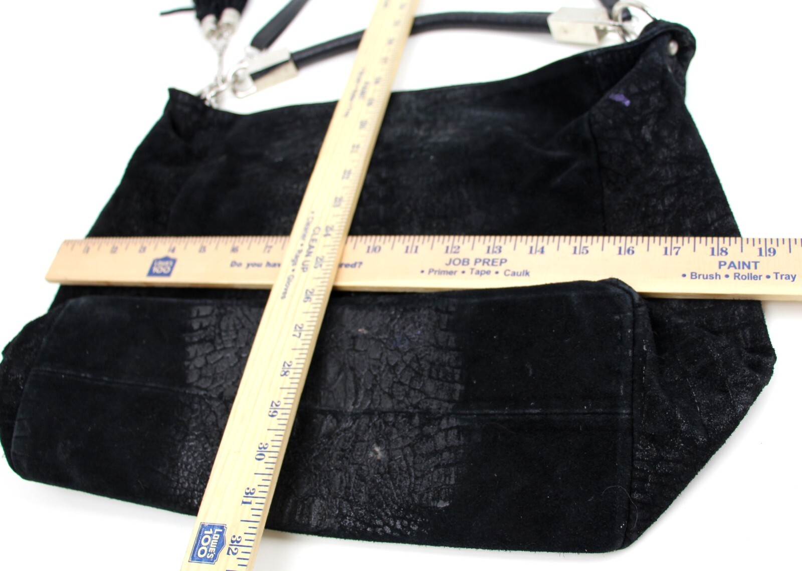 SOFIA CARDONI MADE IN ITALY BLACK SUEDE CROCO PRINT SHOULDER BAG HANDBAG HOBO