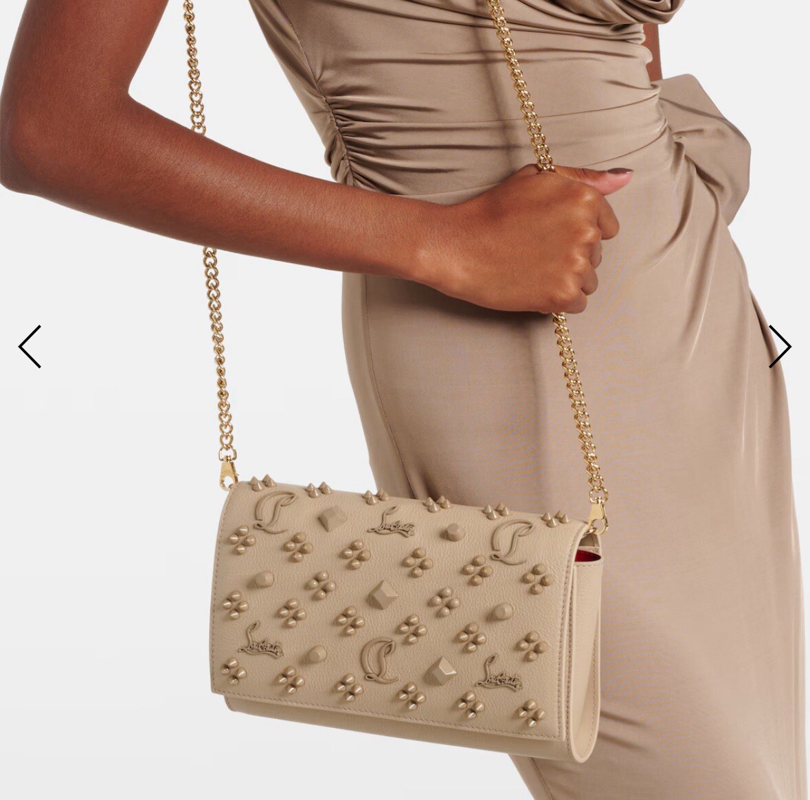 CHRISTIAN LOUBOUTIN Paloma Loubinthesky Saharienne Leather Clutch New
