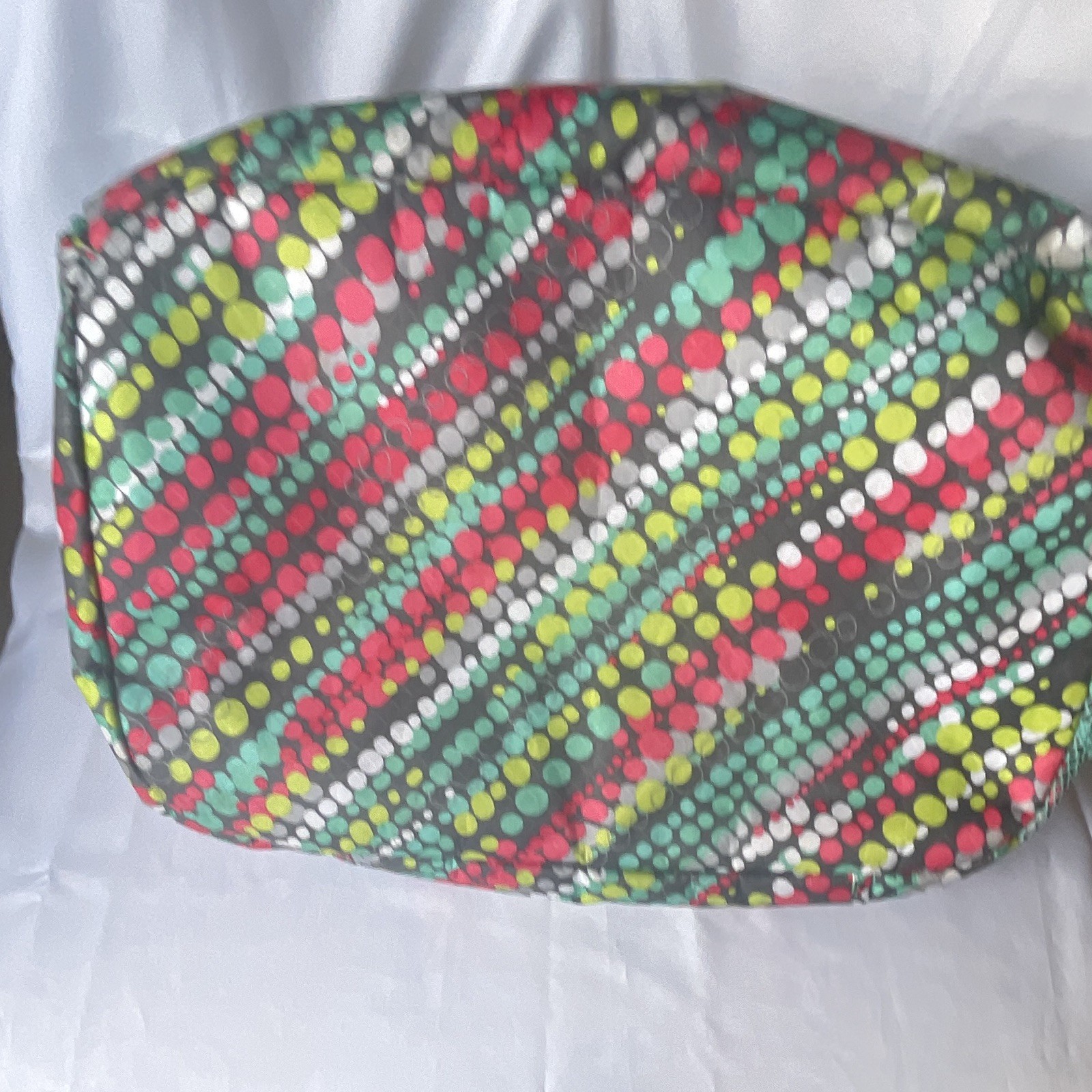 Multicolor Tote/ beach Bag Green Double Handles Zip Top Lined Pockets 18x16x10