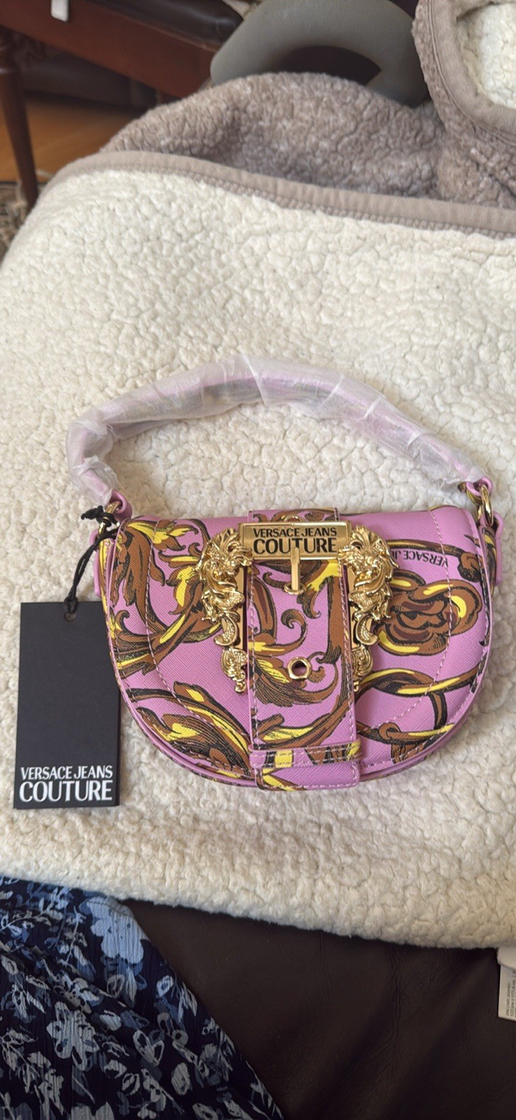 Versace Pink to light Purple With with gold hardware Top Handle Or Shoulder bag