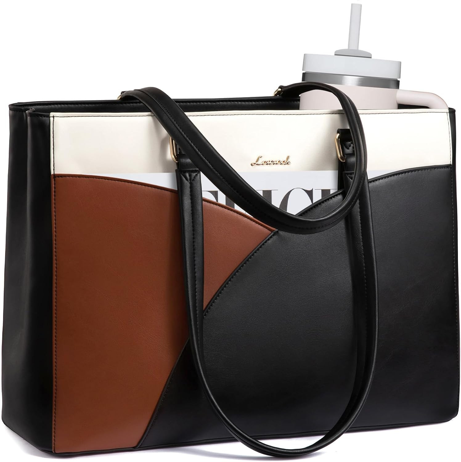 Laptop Bag for Women,15.6 Inch Work Teacher Bags Leather Tote Bag Briefcase Wate