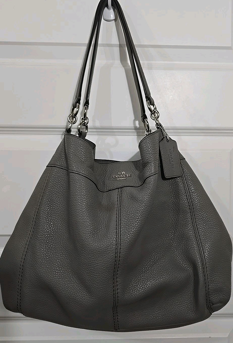 COACH Lexi Pebble Leather 3 Compartment Shoulder Bag #F57545 Dark Grey Purse