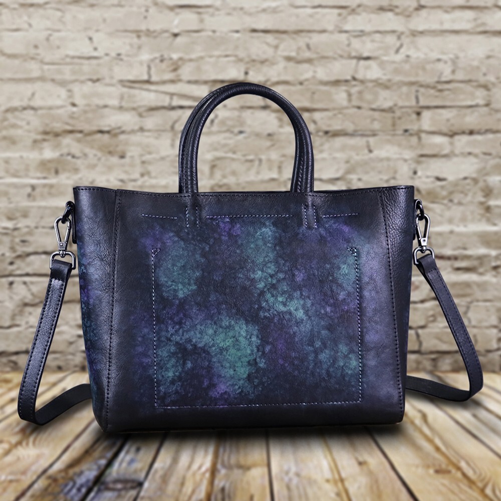 Genuine Leather Top Handle Handbag for Women Retro Satchel Crossbody Handbag Bag