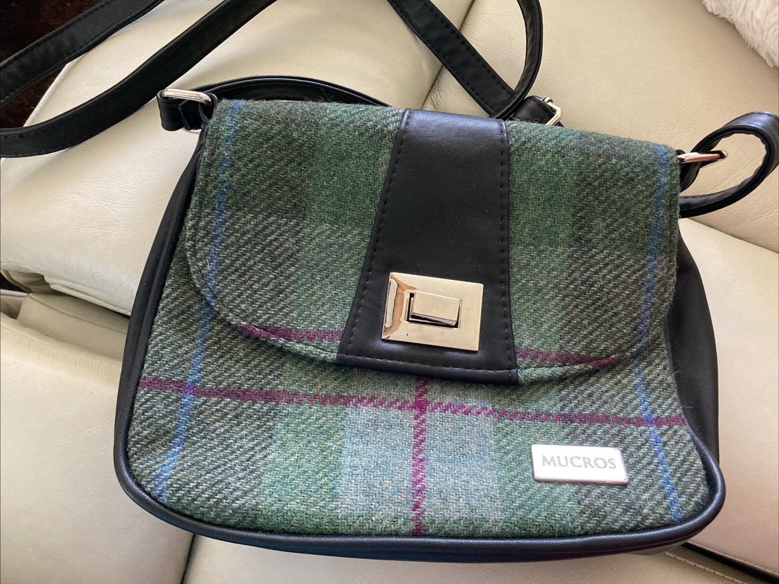Mucros Weavers Irish Tweed Plaid Wool Crossbody Bag Handbag Green Preppy Ireland