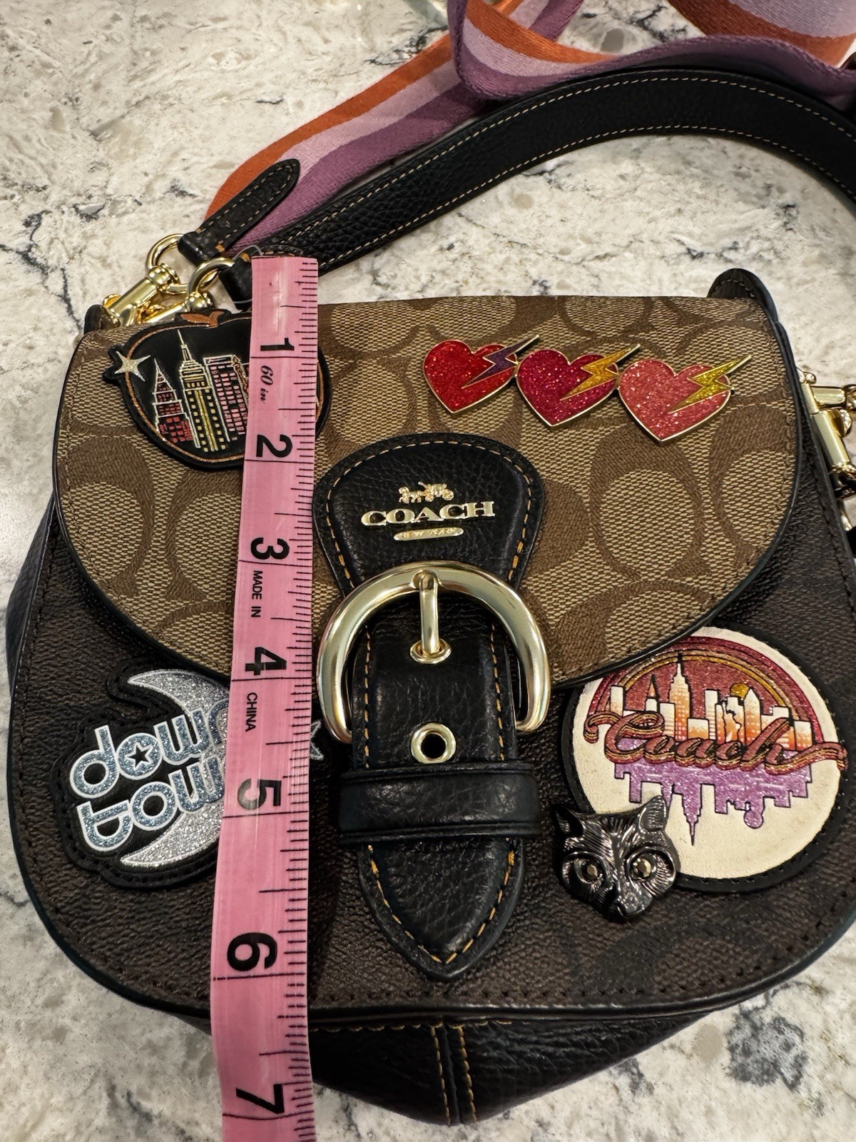 Coach Kleo Shoulder Bag 17 Colorblock Signature Canvas With Disco Patches C6917