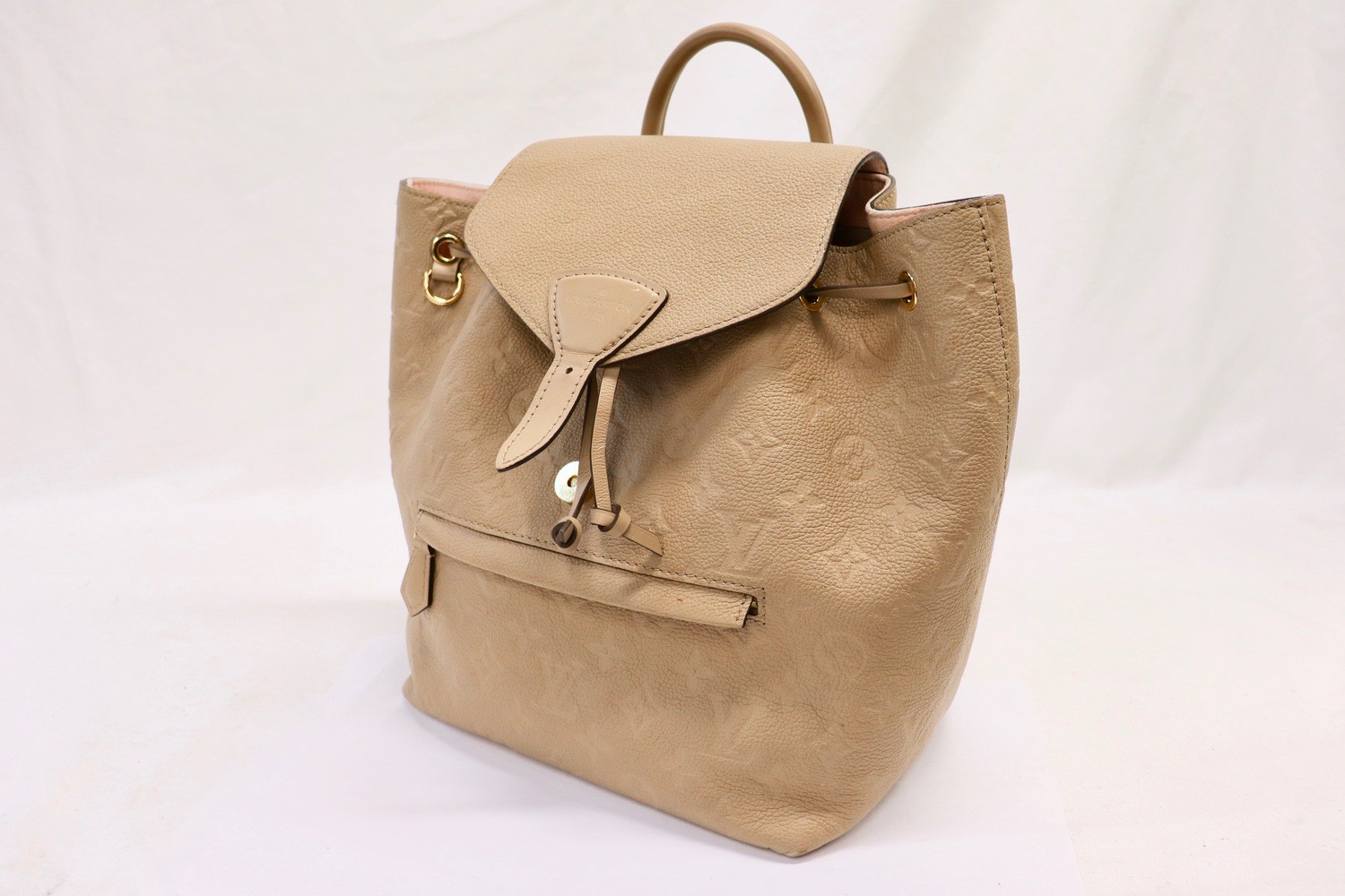 LOUIS VUITTON Montsouris PM Empreinte Beige Backpack Missing Flap Magnet