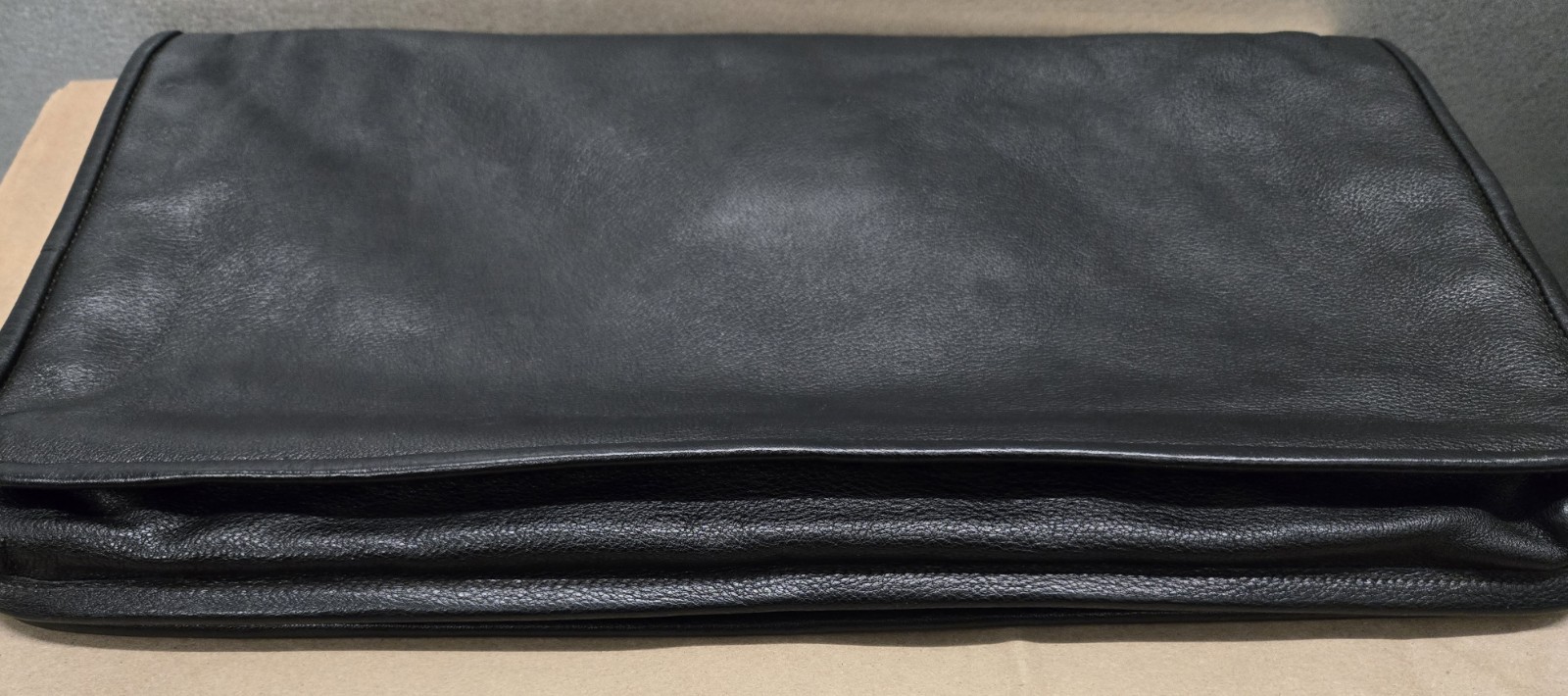 Salvatore Ferragamo Black Leather Oversized Gancini Clutch