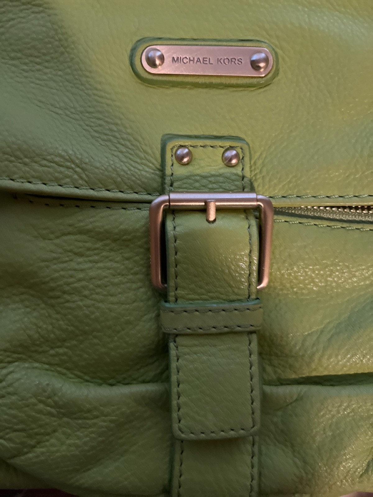Michael Kors Green Leather Crossbody Shoulder Bag Purse Adjustable Strap