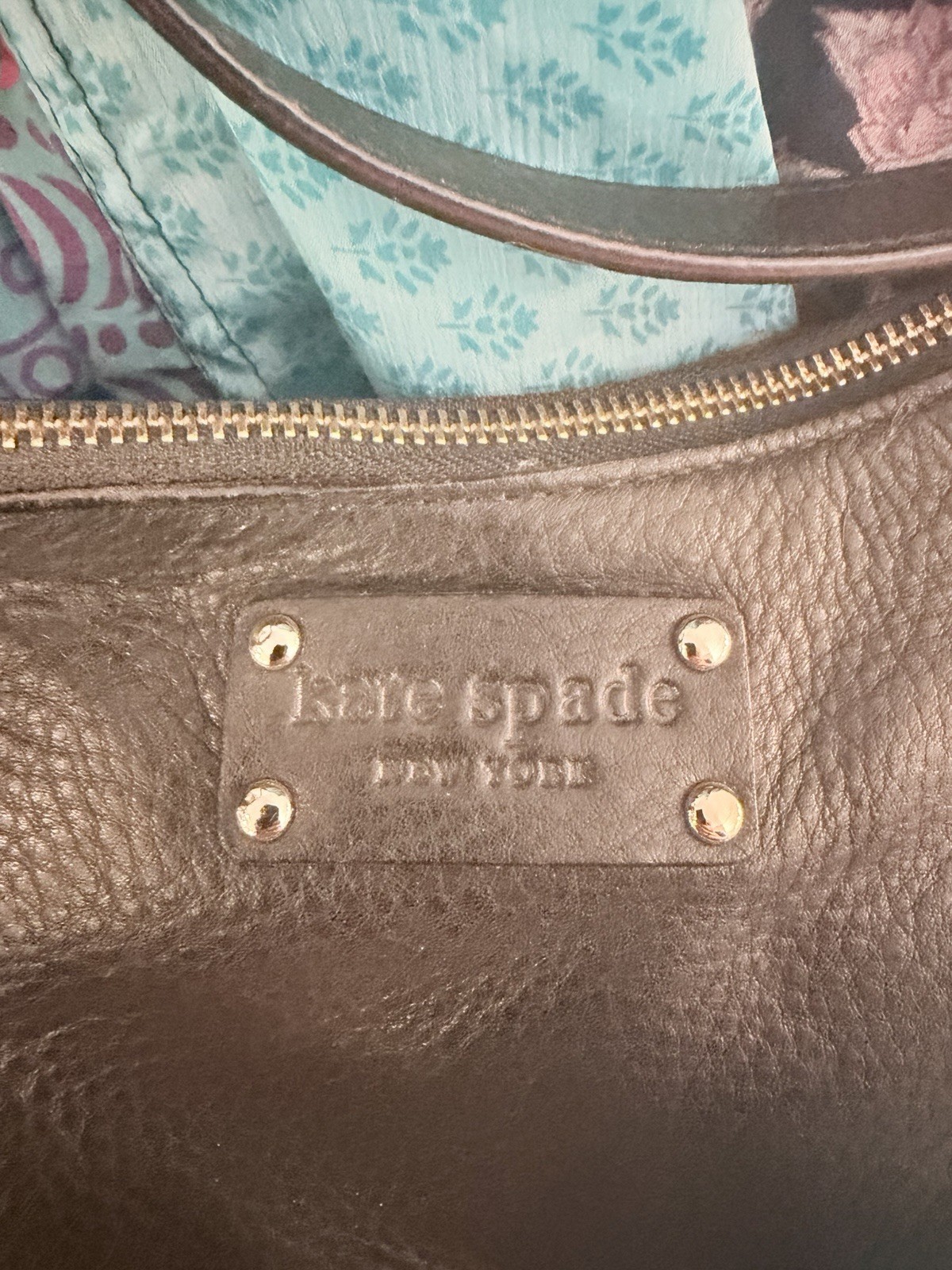 kate spade new york Black Pebbled Medium Crescent Shoulder Bag Zip Tassel Lined