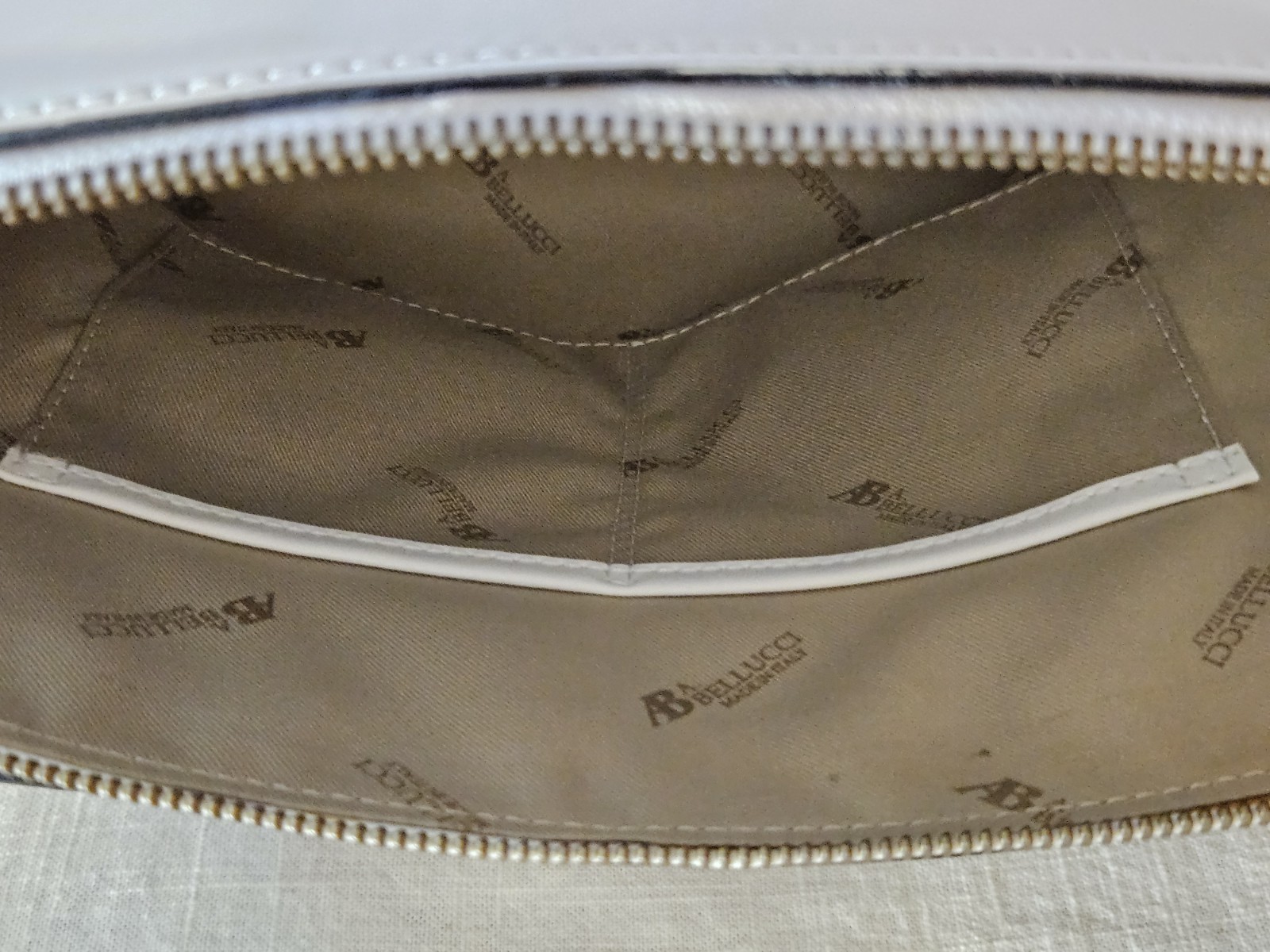A. Bellucci patent leather black and white satchel handbag