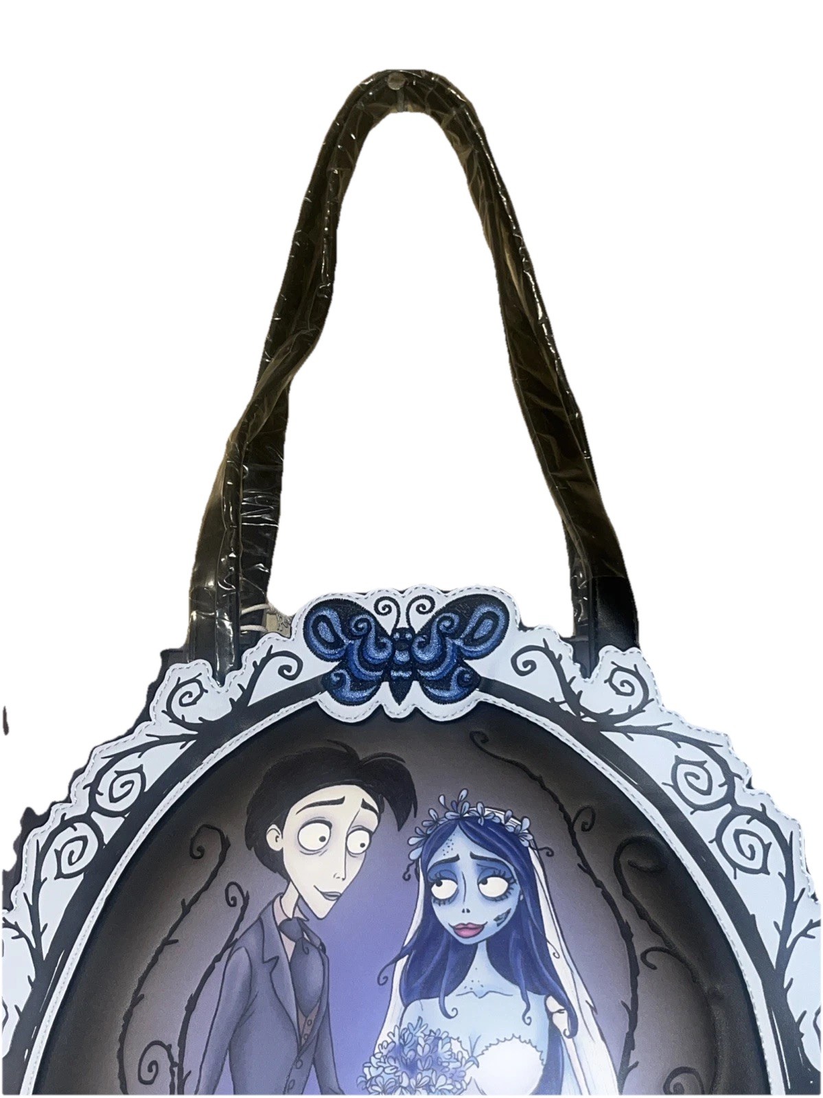 Loungefly Tim Burton Corpse Bride Victor & Emily Frame Large Tote Bag Skull NWT