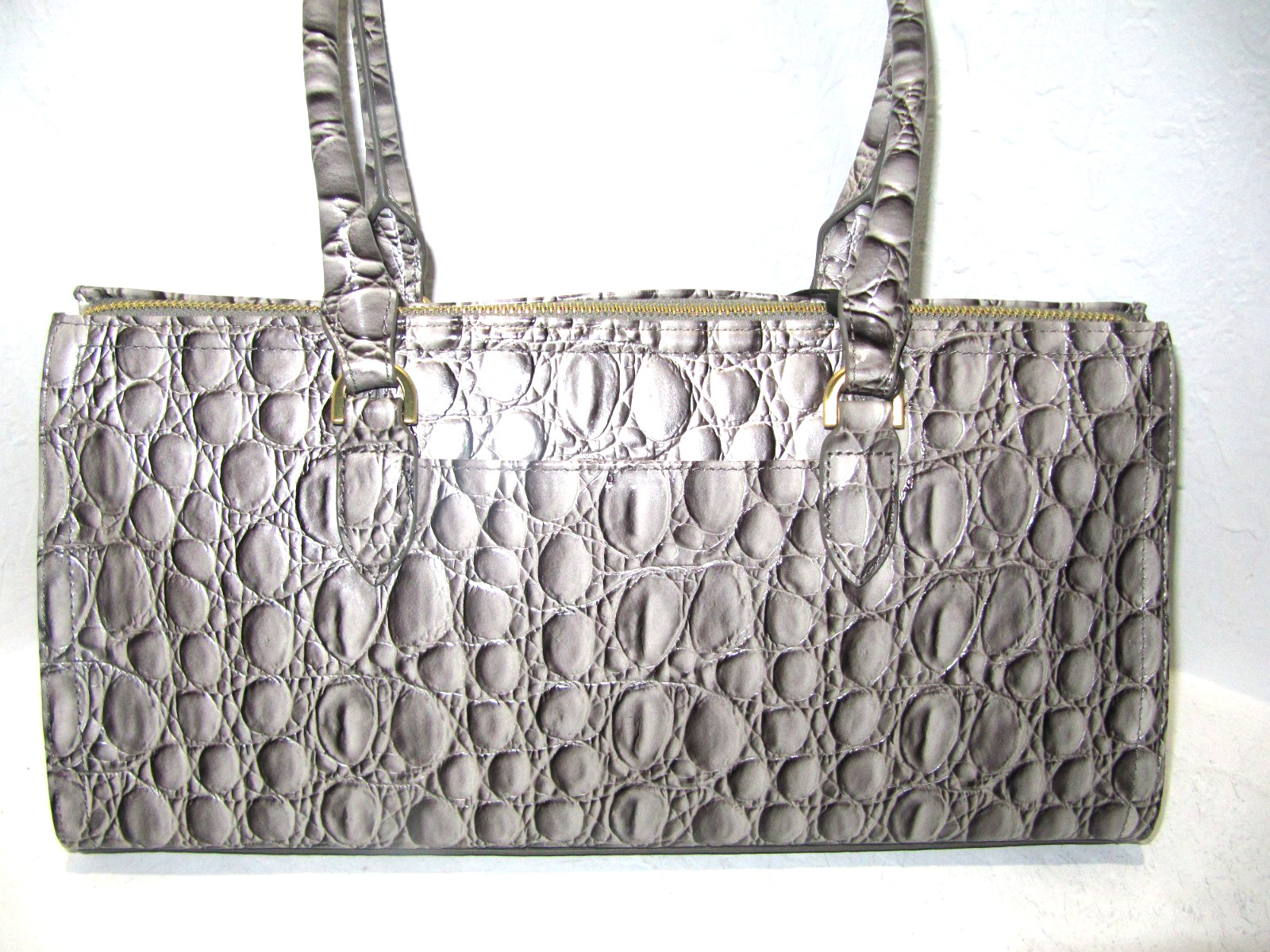 Brahmin Sophia Dove Gray Vanderbilt Shoulder Satchell Bag Leather NWT $385