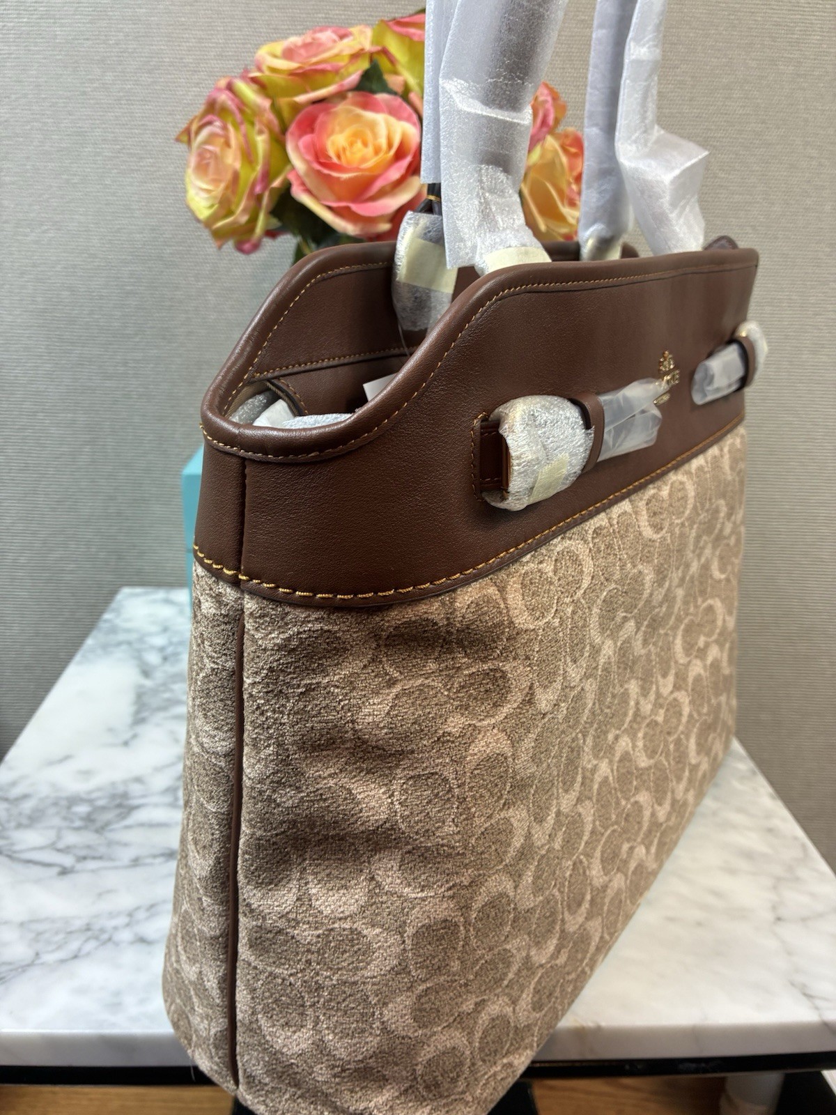 Coach CCZ08 Light Khaki Brown Signature Chenille Easton Tote – NWT $395 Retail