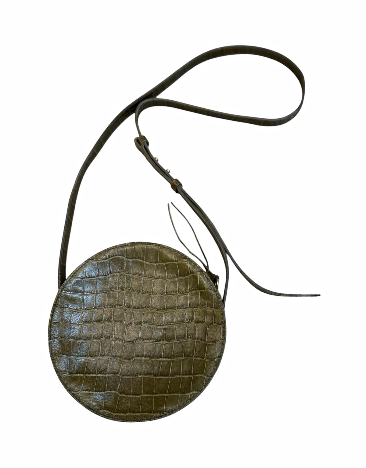 Madewell The Simple Circle Crossbody – Croc Embossed Leather (Olive)