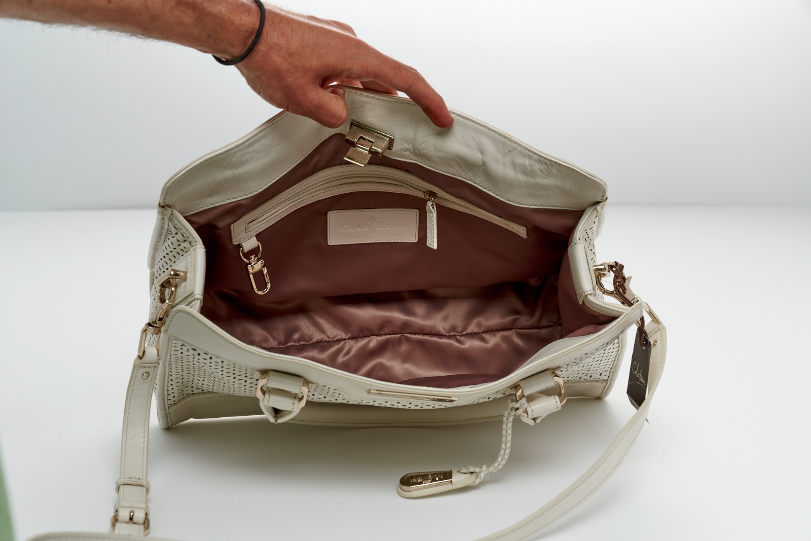 Cole Haan Kendra Laser Cut Leather Tote Valise NWT WITH MINOR IMERFECTIONS