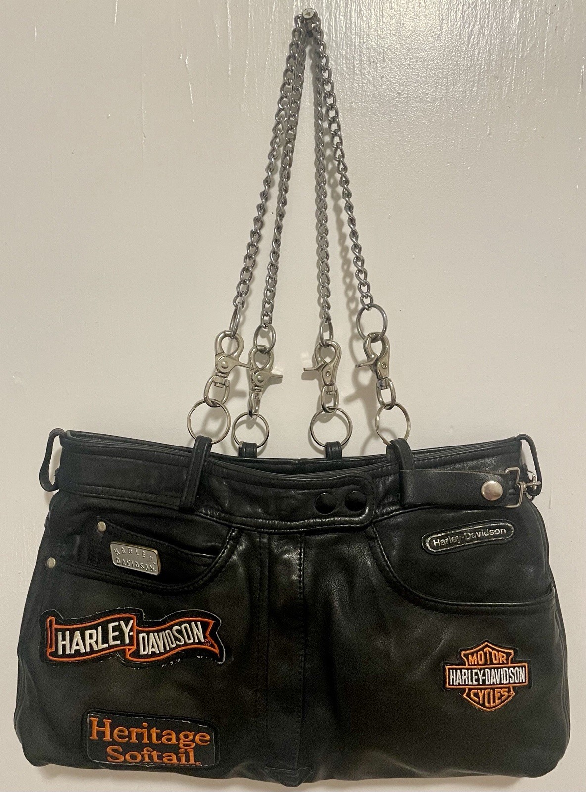 RARE Authentic Harley-Davidson Leather Pants Upcycled Purse Motorcycle Handbag