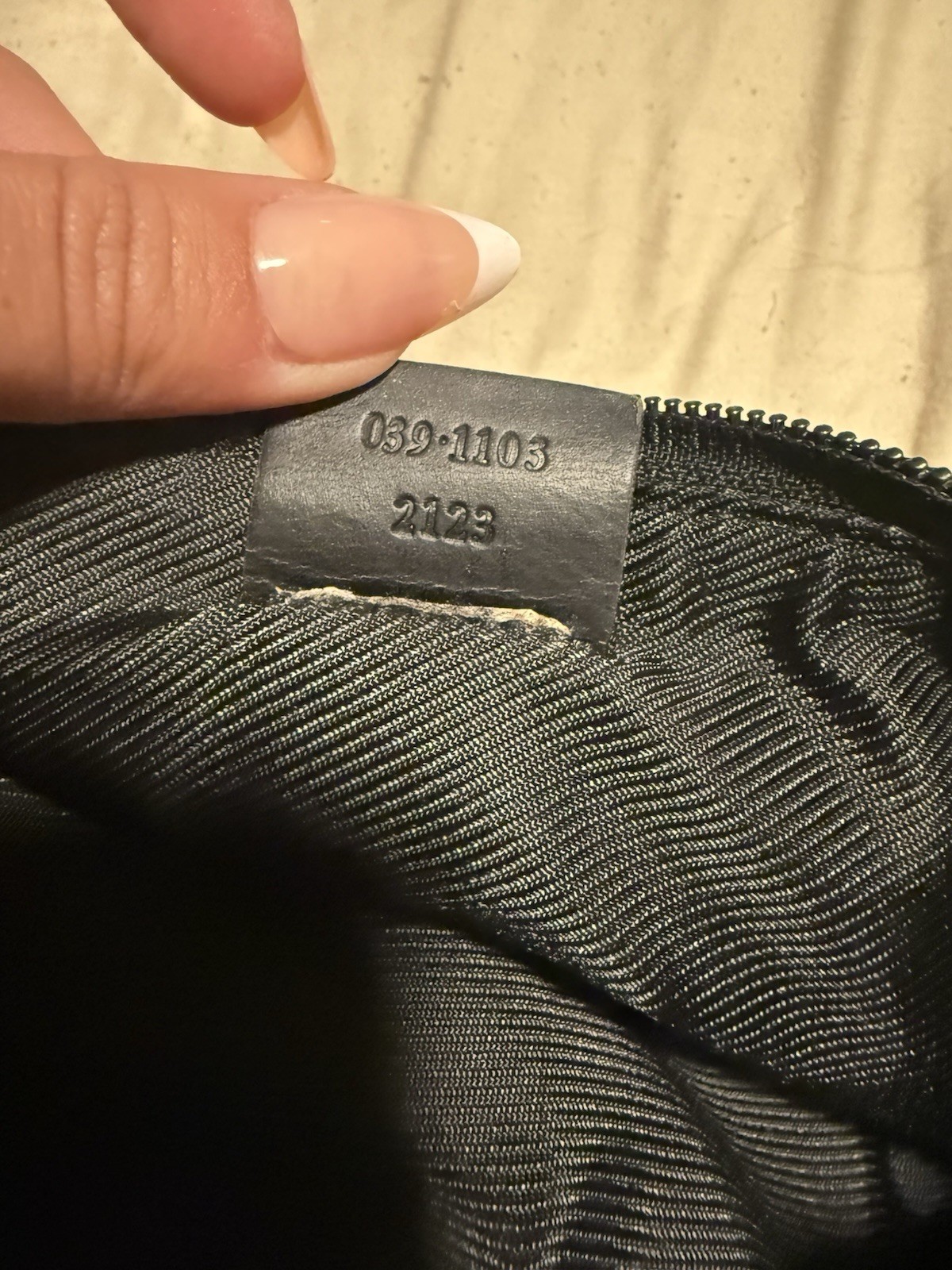 Gucci Black GG Canvas Zip Shoulder Pouch Wristlet Bag w/ Adjustable Strap