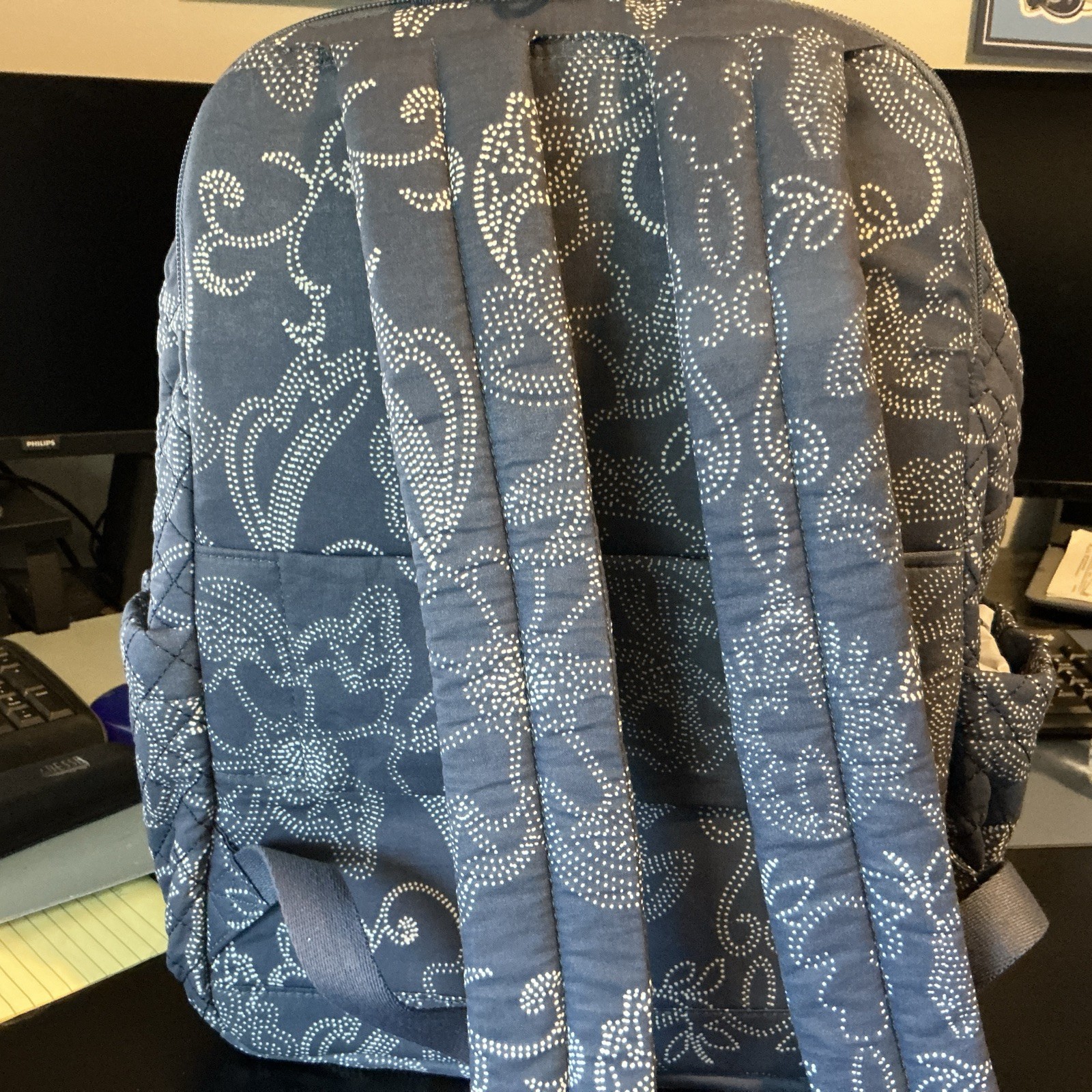 NWT Lightweight Large Quilted Dome Backpack Insulated Fits 12″ Laptop Blue 18″h