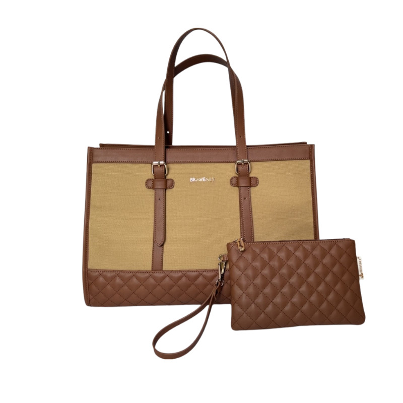 NEW Bravenly Global Work Tote color: brown and tan