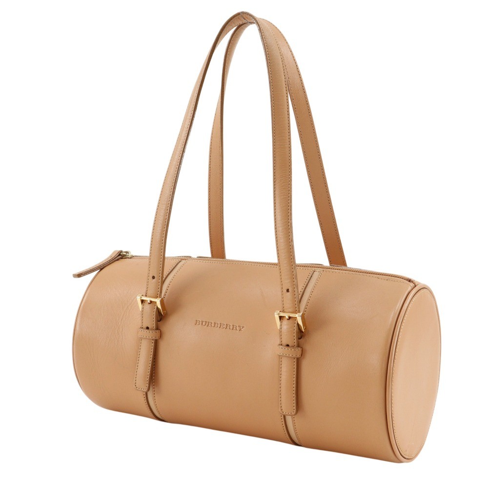 BURBERRY Logo embossing Tote Bag Nova Check Handbag beige leather Women