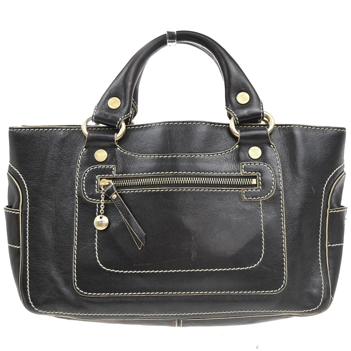 CELINE Logo Boogie Hand Bag Leather Brown GHW Italy 61EG236