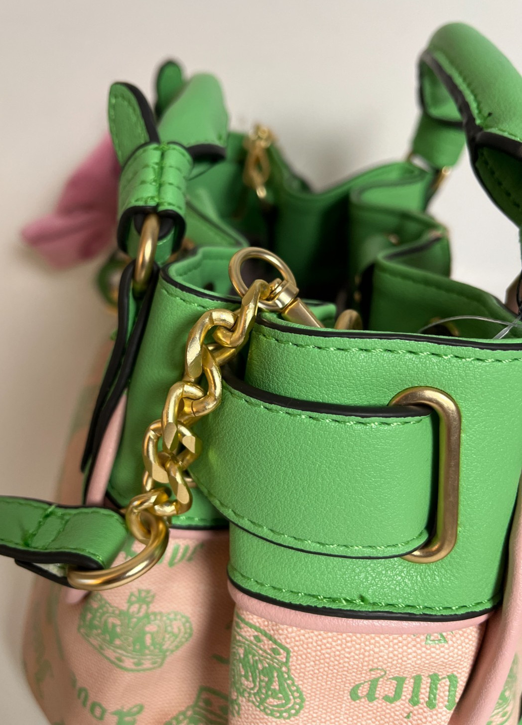Juicy Couture Y2K Fan Club Crown Satchel Pink Diamond Retro Green NWT