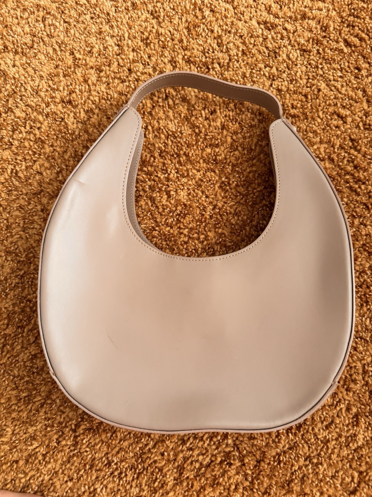 A. Bellucci Crescent Shoulder Bag Beige Leather Stitching Snap Women’s Solid