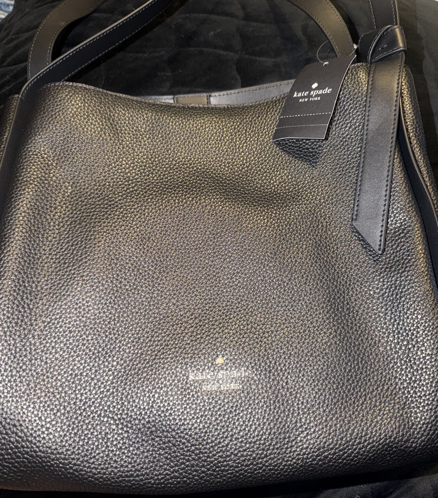 Kate Spade New York Black Tote Shoulder Bag w/ Hangtag, Brand Card, Logo