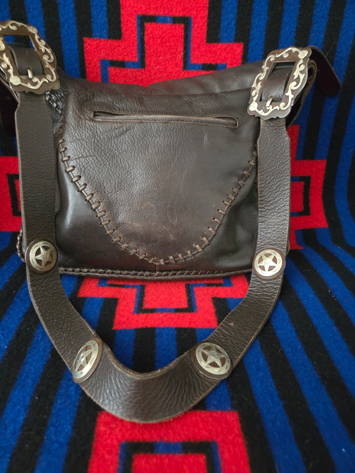 Jose Luis Chocolate Brown Messenger Bag with Silver Accents