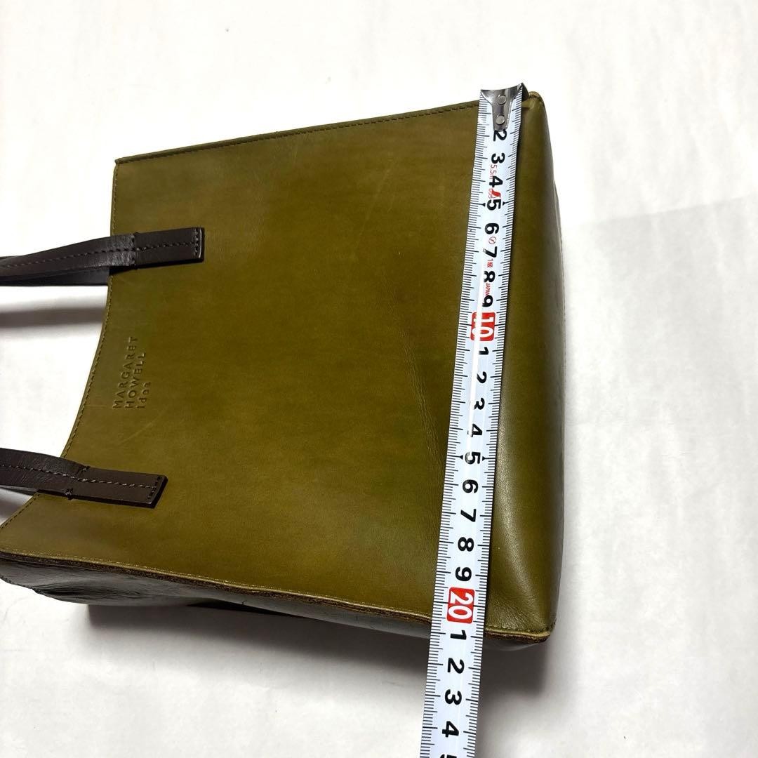 MARGARET HOWELL Idea Leather Tote Bag Khaki Embossed Logo Condition Used JAPAN