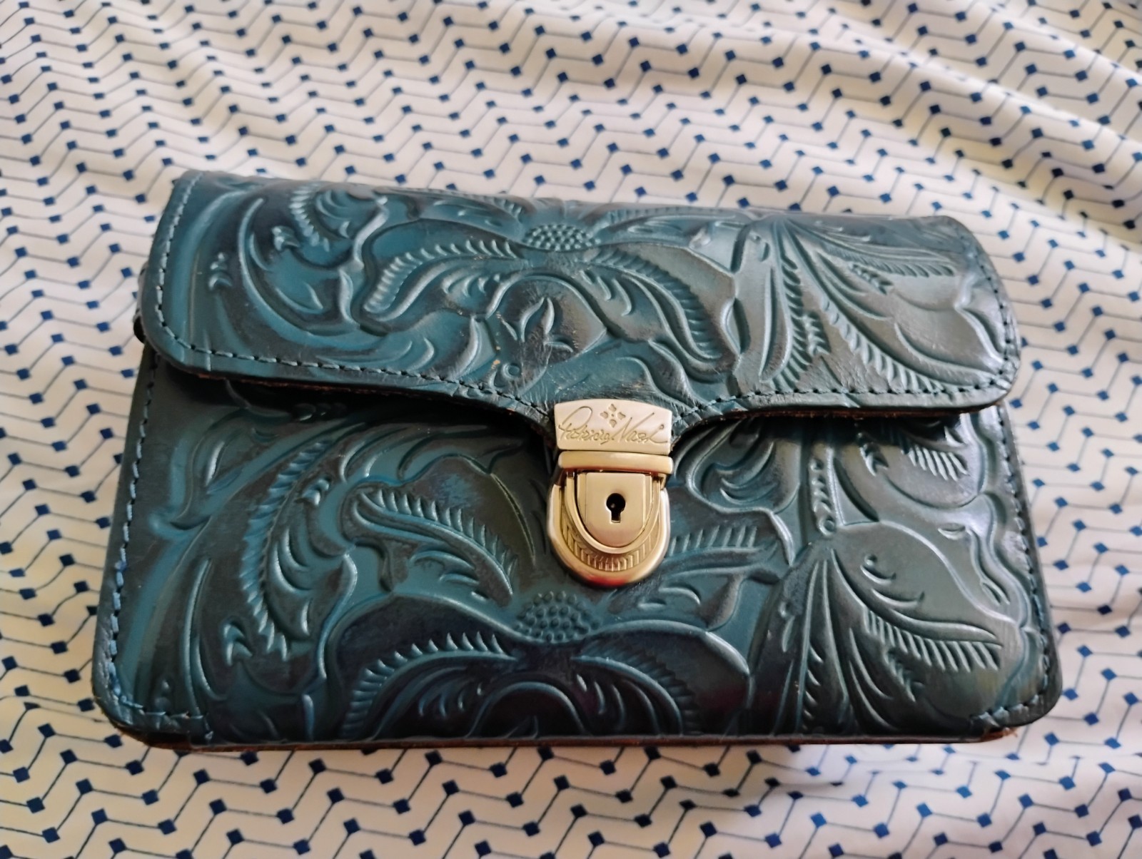 Patricia Nash Burnished Tooled Collection Indigo Crossbody Bag