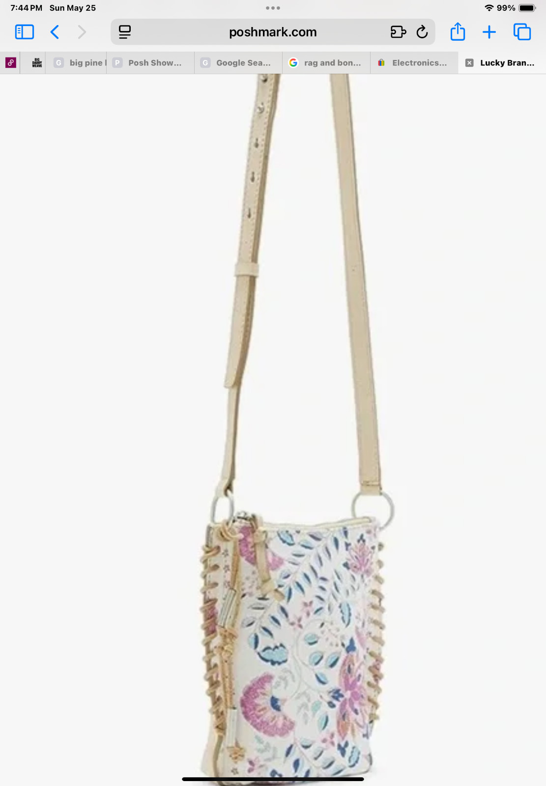 Lucky Brand Lika Leather Crossbody in Stucco Multi NWT $108R