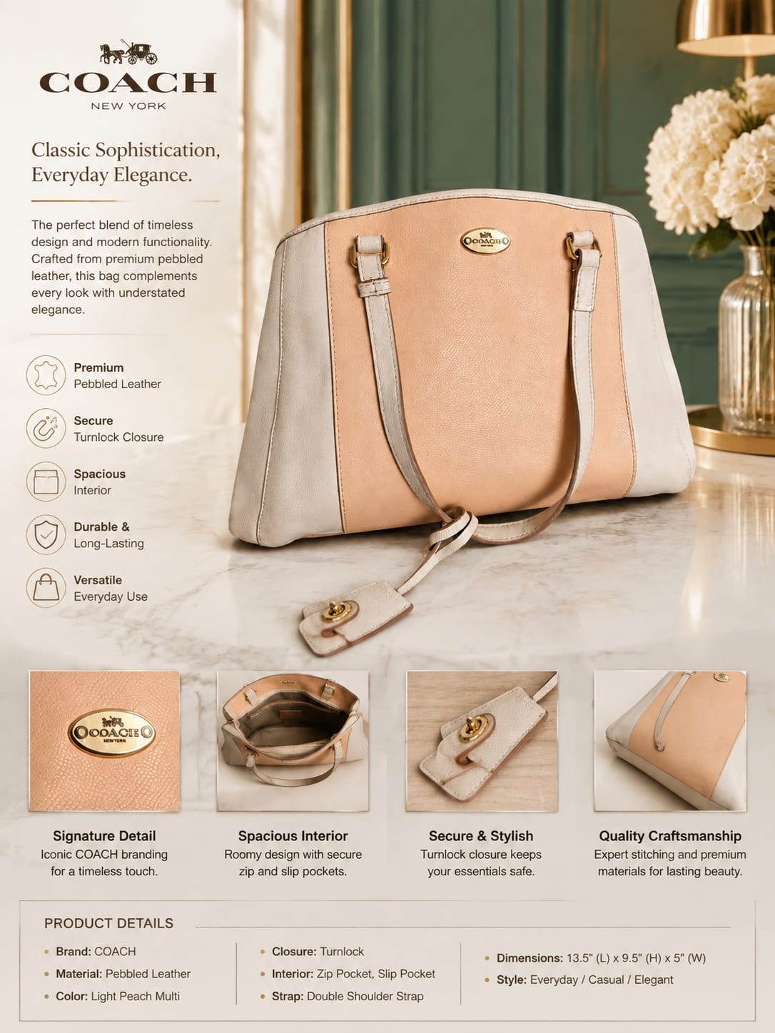 Vintage Coach Margot Carryall is a structured satchel designed for daily use