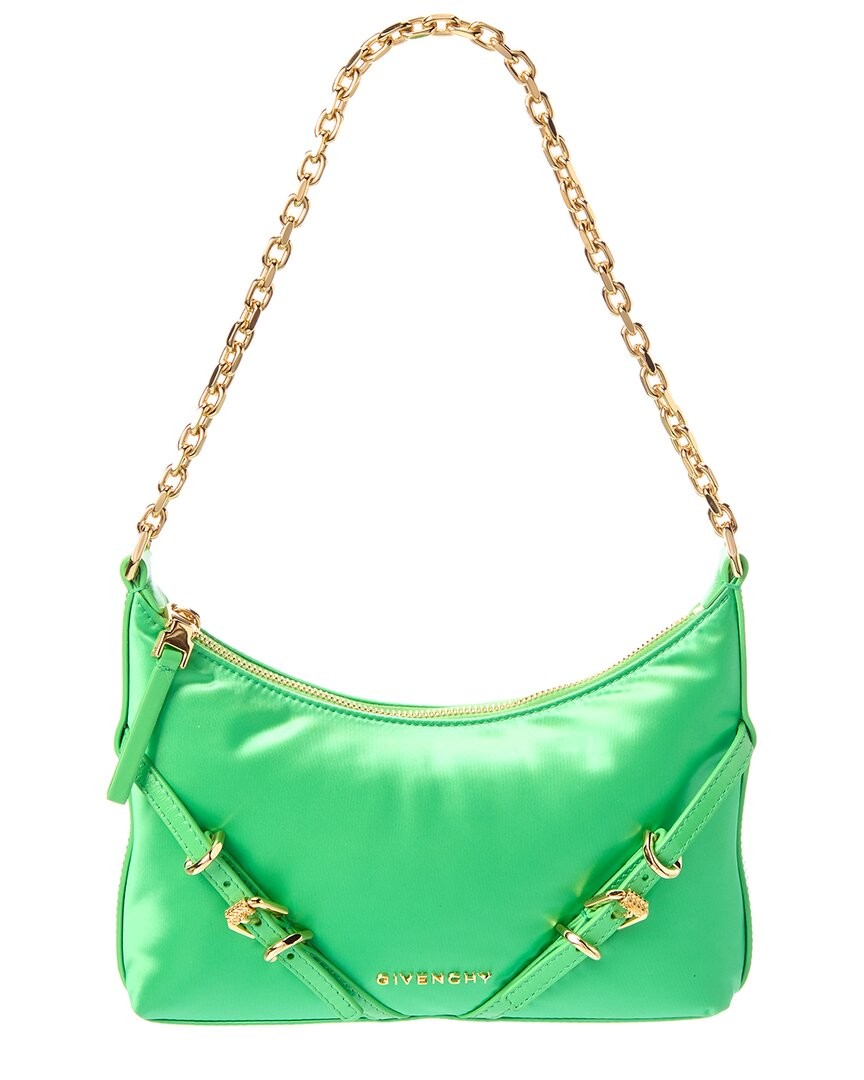 Givenchy Voyou Party Satin & Leather Shoulder Bag Women’s Green