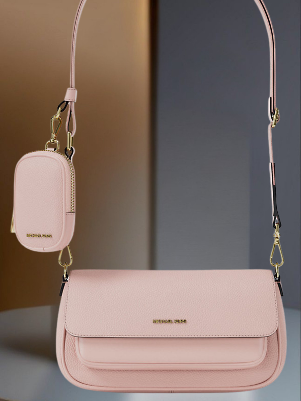 Michael Kors Jet Set Travel Small Leather Crossbody Bag With Pouch Powder Blush