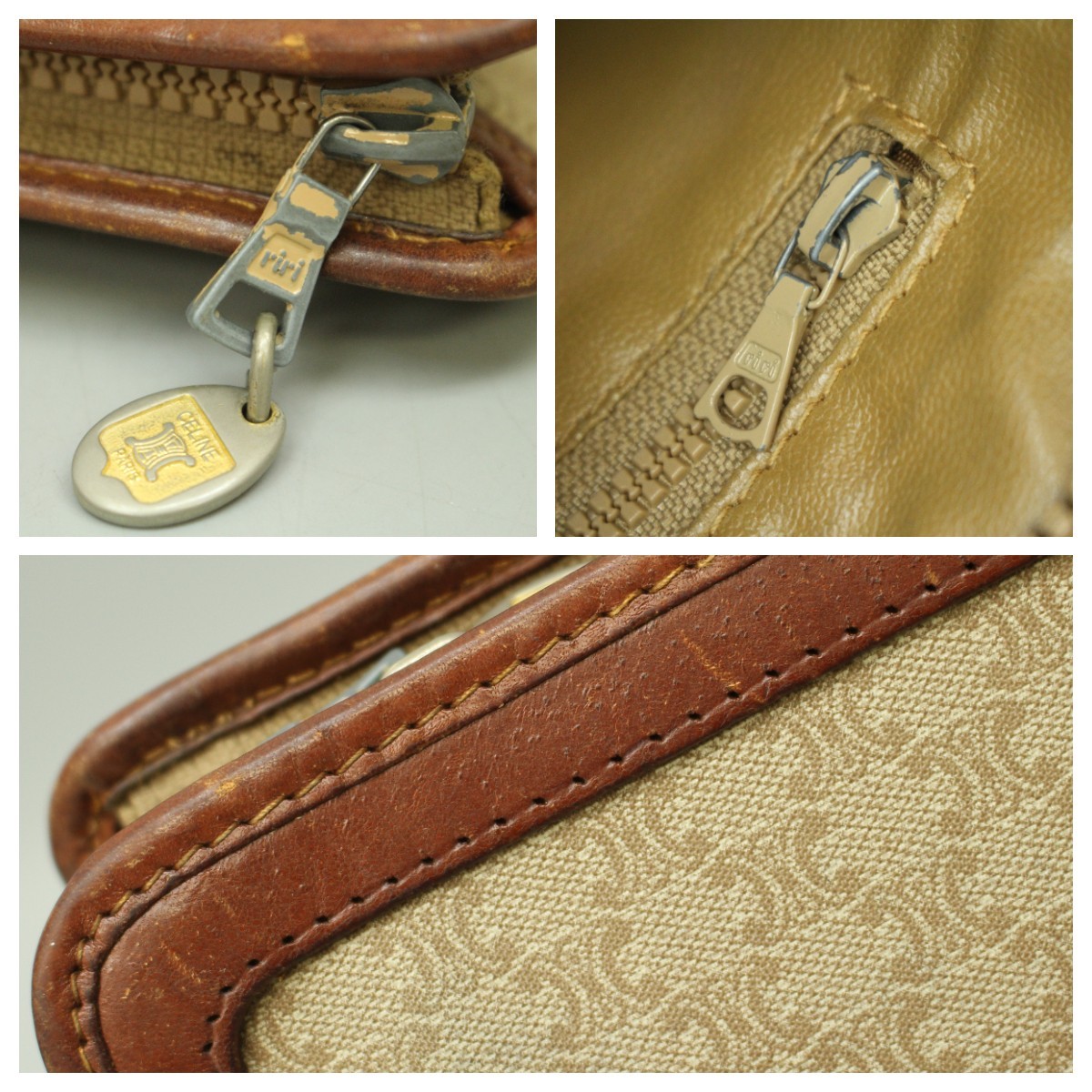 Celine Vintage Macadam Cosmetic Pouch Beige/Brown