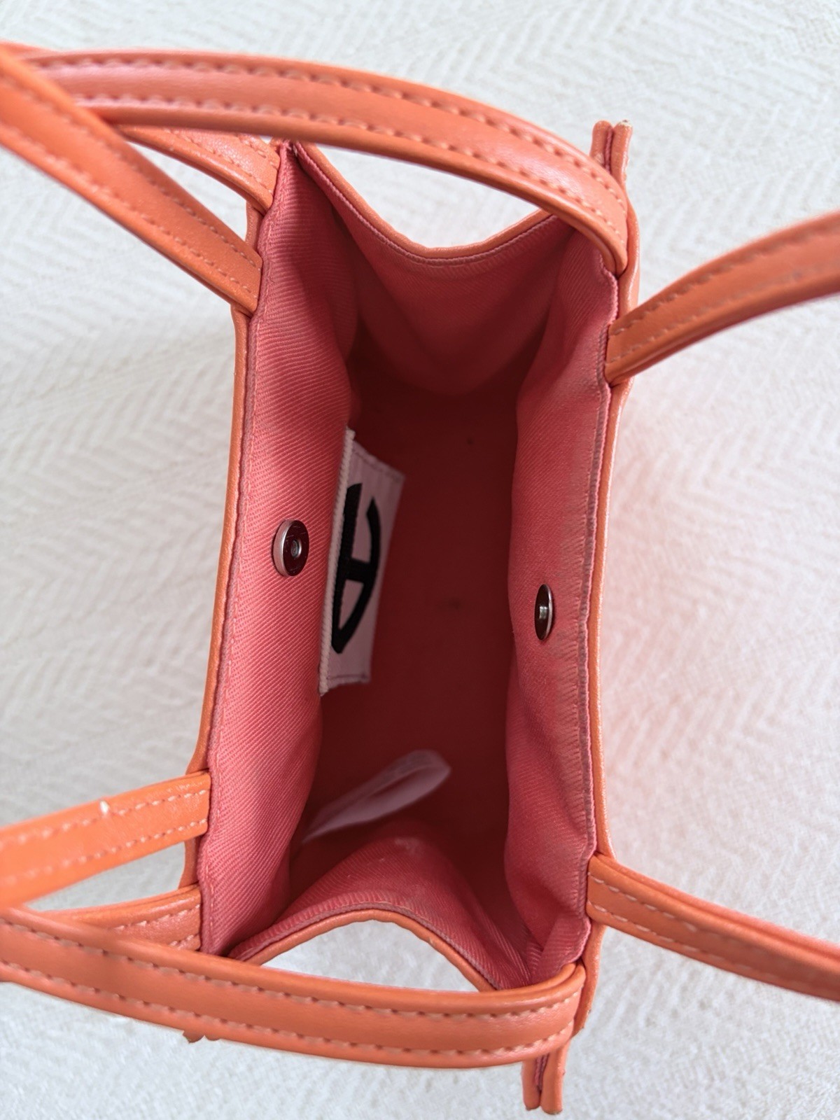 Telfar Mini Shopping Bag Orange Vegan Leather Crossbody Tote Unisex Embossed Lux