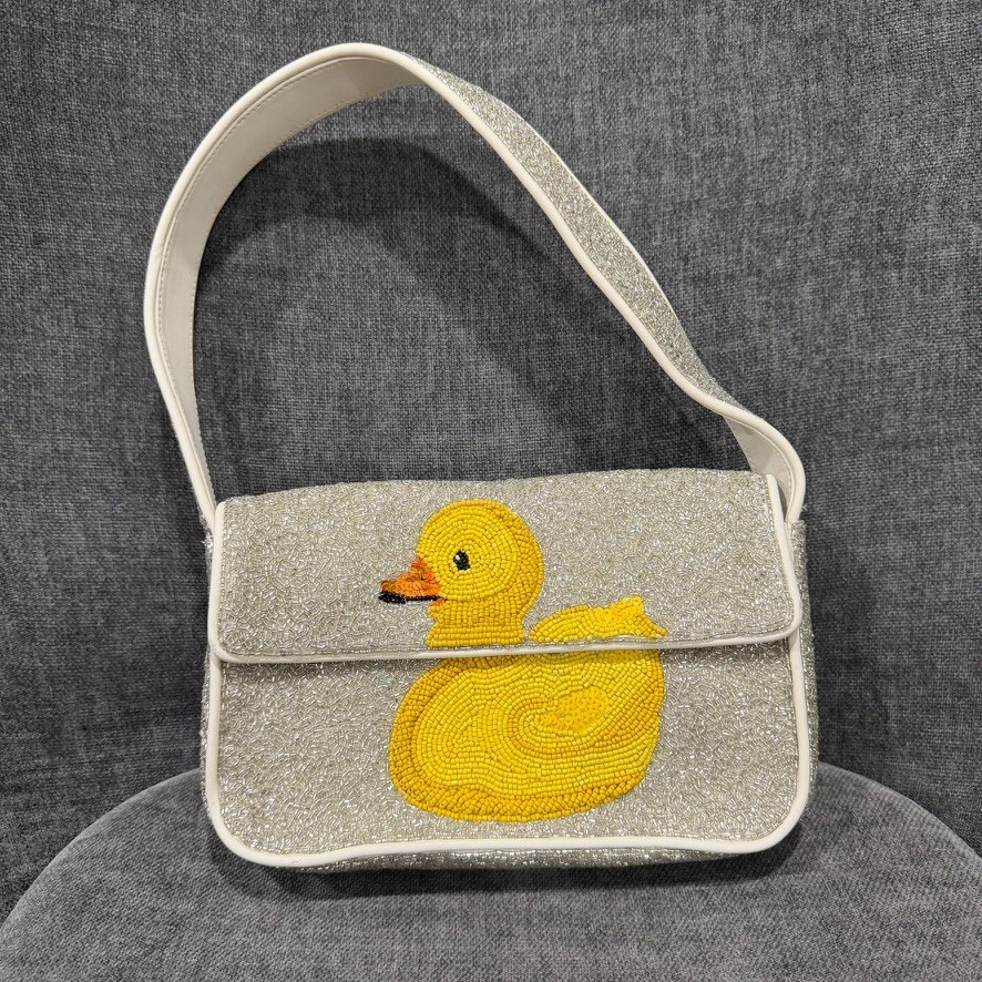 STAUD Tommy Beaded Floral Shoulder Bag Ducks Not in a Row