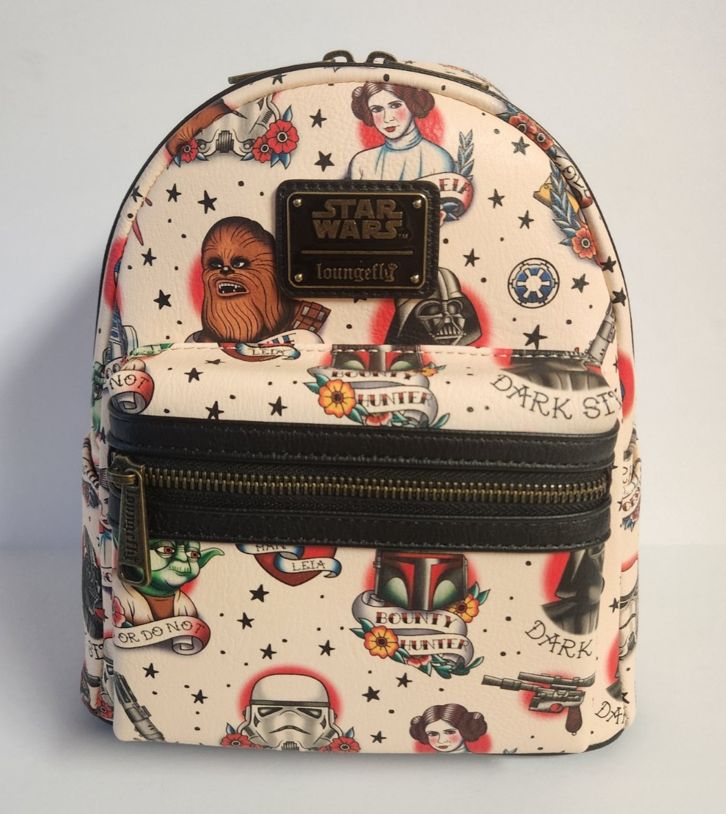Loungefly Star Wars Tattoo Mini Backpack Characters All Over Pattern Bag New