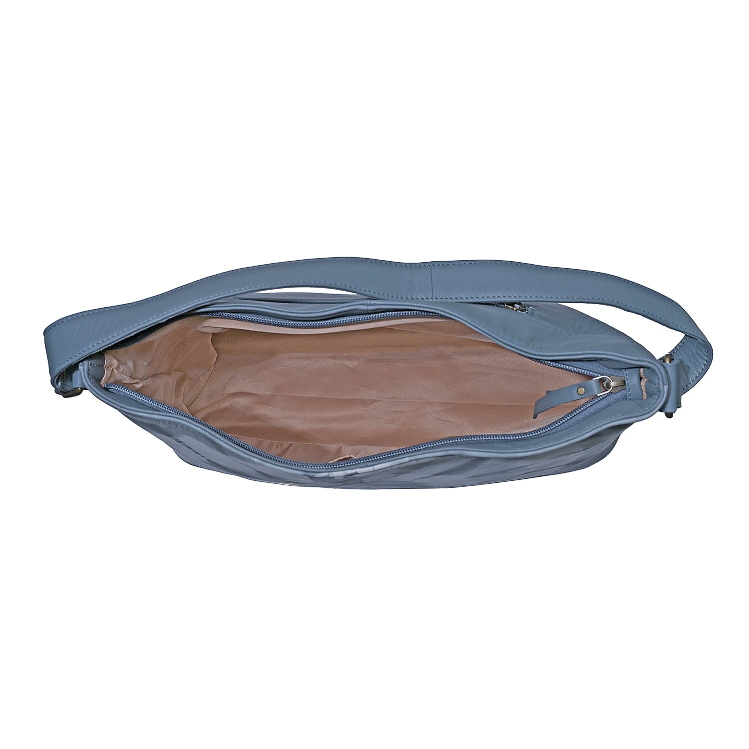 LA Marey Light Blue Genuine Leather Tote Bag with Silk Scarf